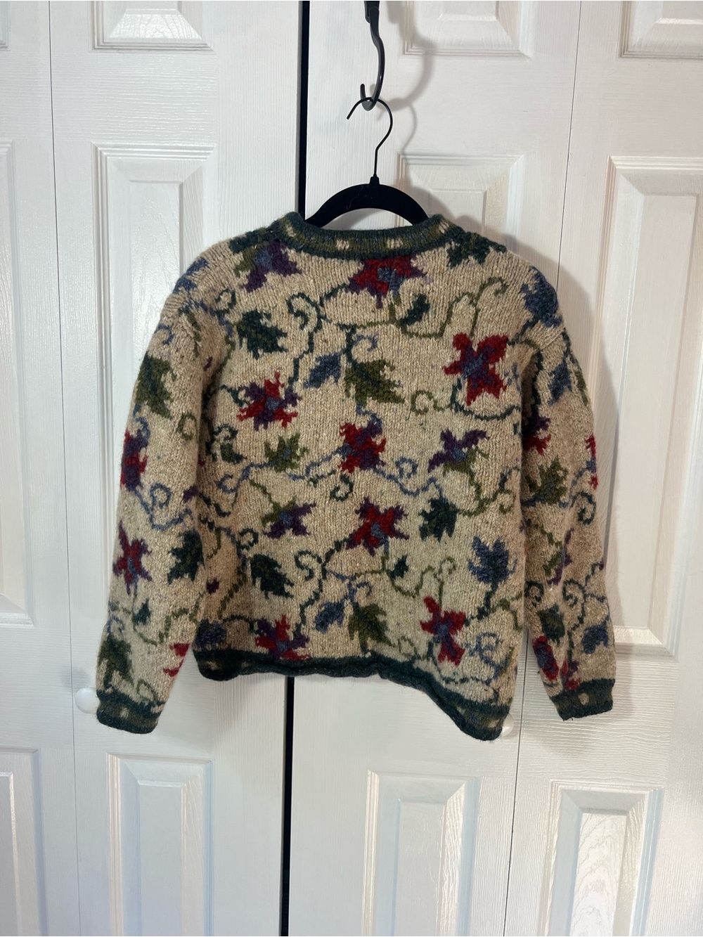 Icelandic Design Wool-Blend Sweater in Cream with Multicolor Accents
